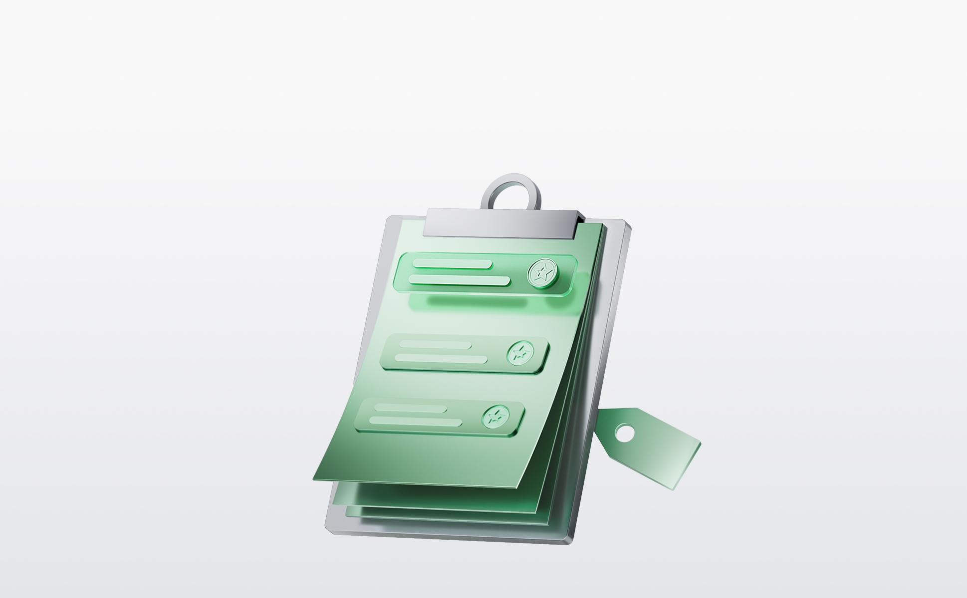 Sleek mint green clipboard with metallic accents.