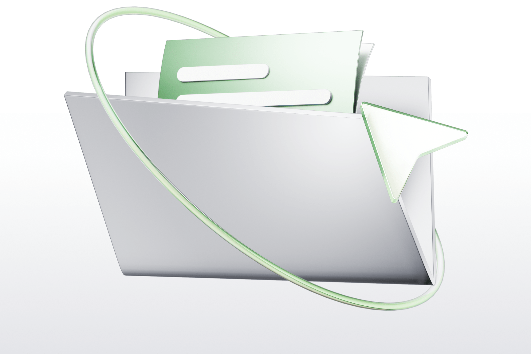 Silver shopping bag with mint green handle and trim.