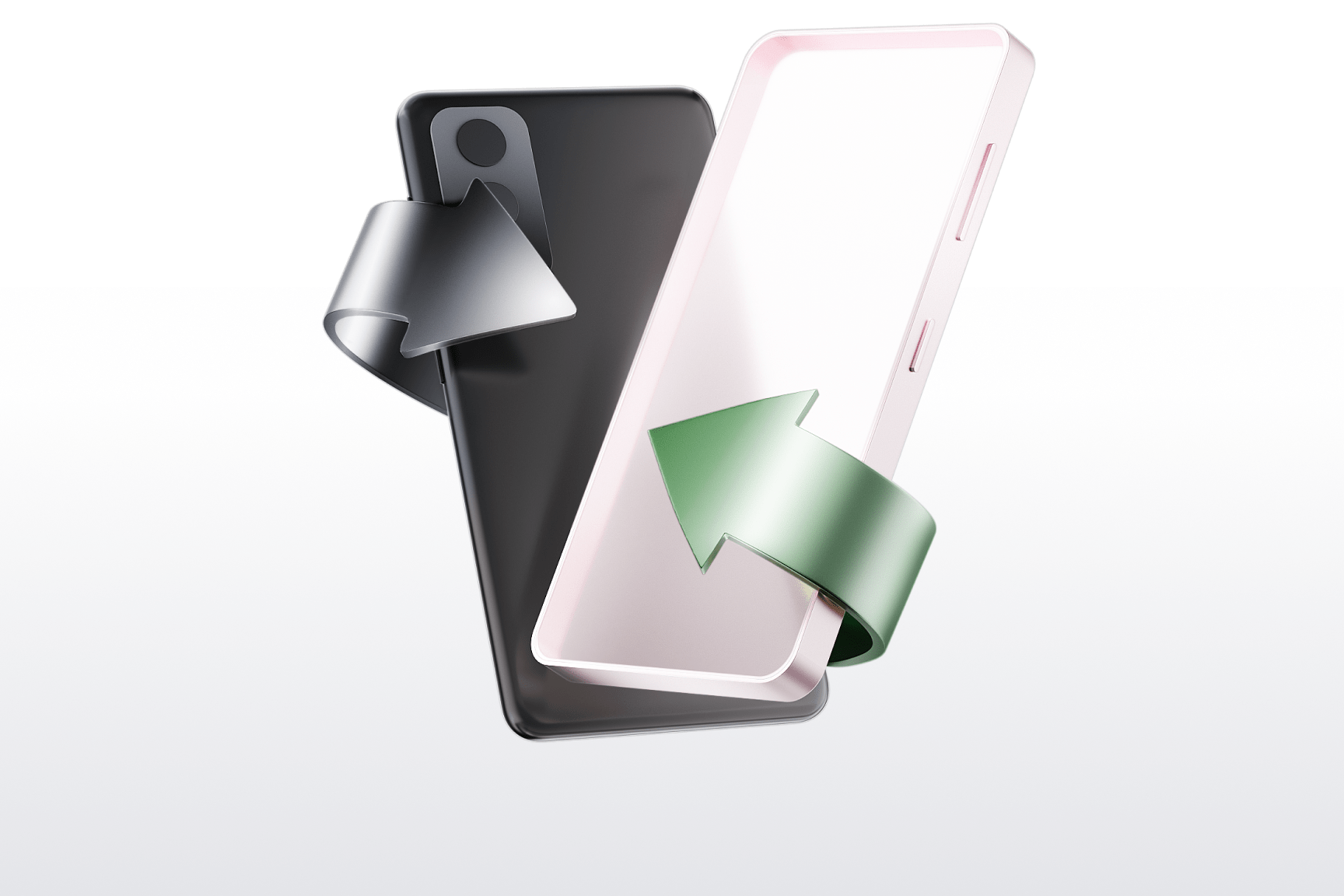 Modern black and white smartphone with green accents.