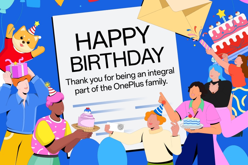 Colorful birthday celebration with a happy birthday message and cartoon characters.