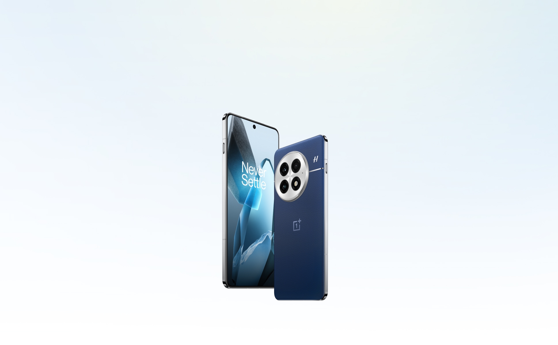 Two blue and silver smartphones with circular camera lenses.